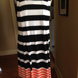 Marvin Richards women dress, stripes, white, size 10